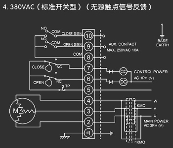 380VAC標準開關型<a href='http://qdvulug.cn/Product/diefa/diandongdiefa/' target='_blank'>電動<a href='http://qdvulug.cn/Product/diefa/' target='_blank'>蝶閥</a></a>接線圖